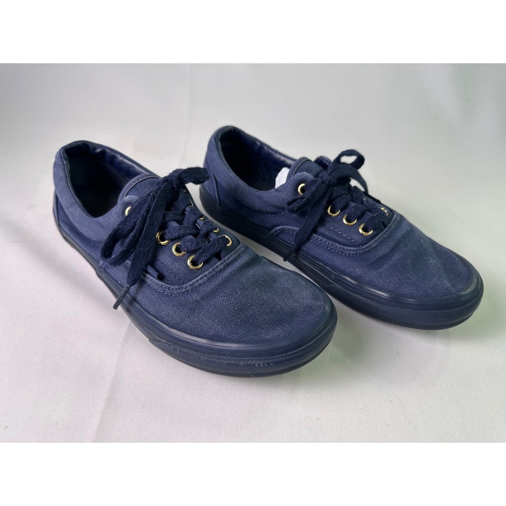 Vans Era Navy Blue Silver Eyelets Low Top Skate Sneakers Men 7 Women 8.5 751505